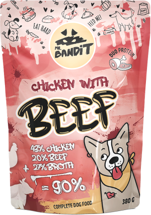 PROMO - MR. BANDIT CHICKEN WITH BEEF - Пауч за кучета с пилешко и телешко месо