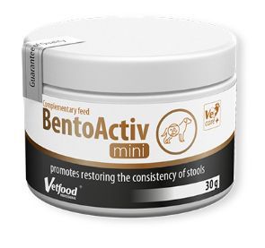 Vetfood Bentoactiv mini 30 гр. - хранителна добавка на прах при диария и лошо храносмилане