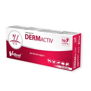 Vetfood Dermactiv 60 капсули - хранителна добавка за кожа и козина за кучета, котки и дребни животни