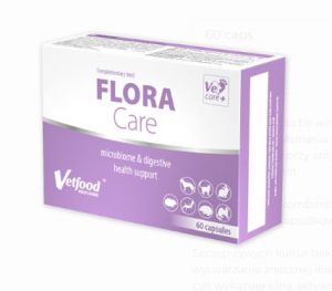 Vetfood Flora Care - хранителна добавка при стра диария, причинена от вируси, бактерии или паразити 60 капсули