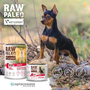 Raw Paleo Beef& Rabbit Adult - консерва с говеждо, заек тиквичка и боровинка за възрастни кучета