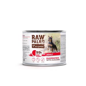 Raw Paleo Beef& Rabbit Adult - консерва с говеждо, заек тиквичка и боровинка за възрастни кучета