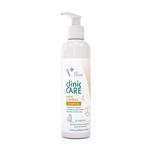 Vet Expert Clinic Care  Hypo & Omega Shampoo Shampoo 250ml - Дермокозметичен, омекотяващ шампоан, който е съобразен със специалните нужди на животни със суха и чувствителна кожа, склонна към лющене