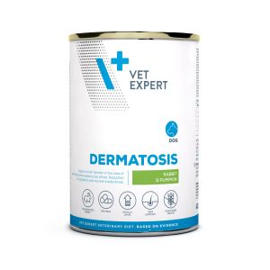 Vet Expert Dermatosis Dog Rabbit and Pumpkin 400 can - Диетична консерва със заешко и тиква за възрастни кучета с дерматологични заболявания и хранителни непоносимости