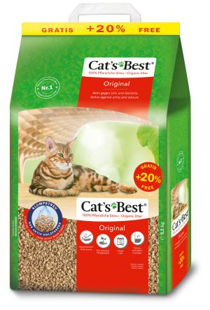 Cat’s Best Original 10+2L – Котешка тоалетна с активни дървесни влакна и технология ICS® за силно абсорбиране и ефективен контрол на миризмите.