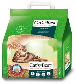 Cat’s Best Sensitive 8L – Фина котешка тоалетна с активни дървесни влакна и естествени антибактериални гранули за чувствителни лапи
