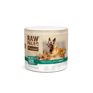 RAW PALEO Olympic Duck Medium Large 90g - хипоалергенно монопротеиново лакомство за тренировки за кучета