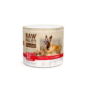 RAW PALEO Olympic Beef Medium Large 90g - хипоалергенно монопротеиново лакомство за тренировки за кучета